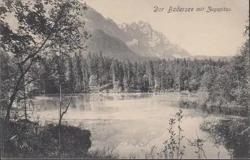 AK Grainau Der Badersee mit Zugspitze, ungelaufen