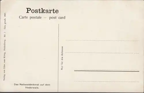 AK Nationaldenkmal auf dem Niederwald, ungelaufen