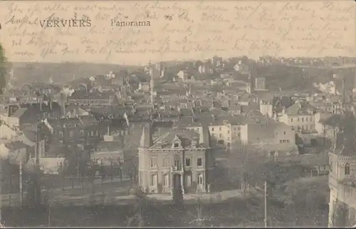 AK Verviers Panorama Post, couru en 1917