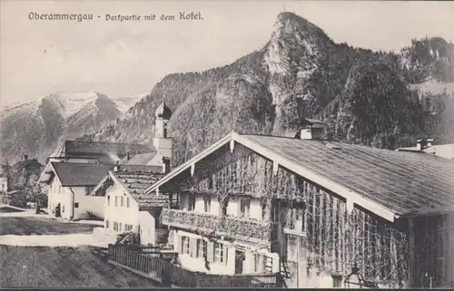 AK Oberammergau partie du village avec le Kofel, non couru