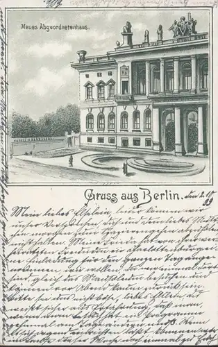 AK Gruss de Berlin Nouvelle Chambre des députés, couru 1899