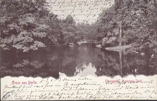 AK Berlin Tiergarten Rousseau île, couru 1903