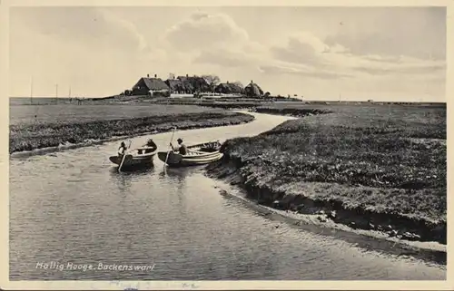 AK Hallig Hooge Backenswarft, gelaufen 1937