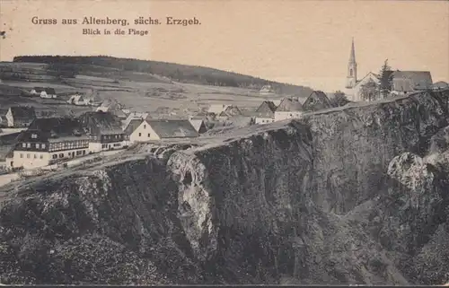 AK Gruss aus Altenberg Blick in die Pinges, gelaufen 1923