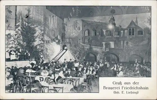 AK Berlin Gruss aus der Brauerei Friedrichshain, gelaufen 1912