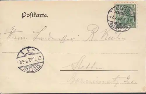 AK Gruss aus Abtei Treptow, gelaufen 1903