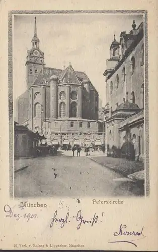 AK München Peterskirche, gelaufen 1901