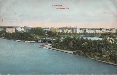 AK Hamburg Lombardsbrücke, gelaufen 1907