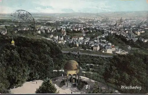 AK Wiesbaden Panorama du Neroberg, couru en 1907