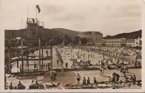 AK Baden bei Wien Strandbad, ungelaugen