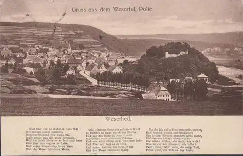 AK Gruss aus dem Weserland Polle Weserlied, gelaufen 1920