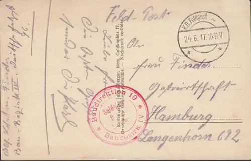 AK Cote Loraine a couru le courrier de champ 1917