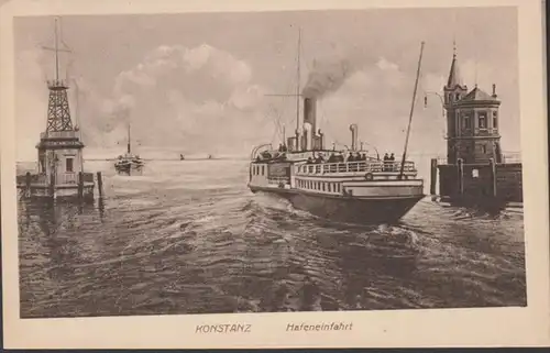 AK Konstanz Hafeneinfahrt, gelaufen 1919