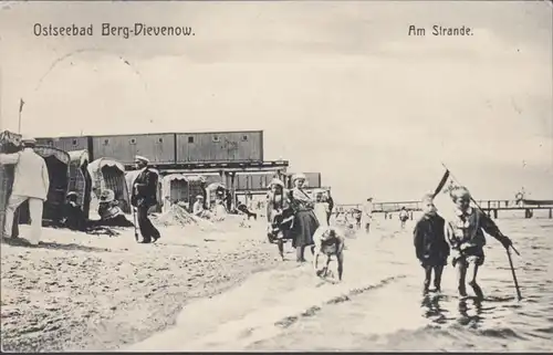 AK Berg Dievenow Am Strande, gelaufen 1906