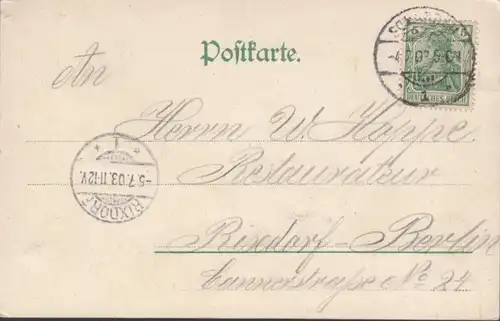 AK Gruß vom Lilienstein, gelaufen 1903