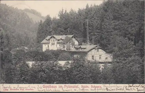 AK Gasthaus im Polenztal, gelaufen 1907