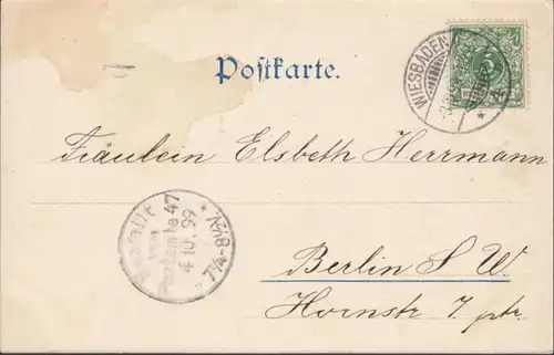 AK Schloss Rheinstein, gelaufen 1899