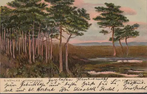 AK Worpswede Dans la forêt de bergers, couru en 1906
