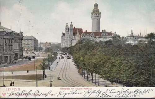 AK Leipzig Rossplatz avec une nouvelle mairie, couru 1904