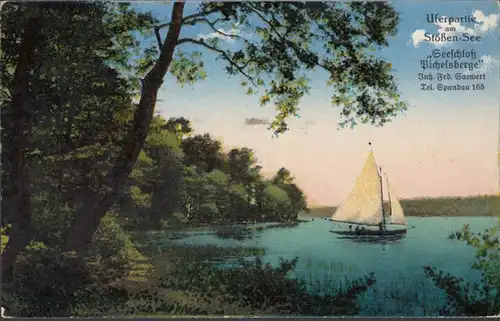 AK partie de la rive au lac Stössensee Seeschloß Pichelsberge, couru en 1918