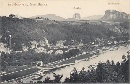 AK Neu Schandau Blick auf Sendigs Villen Feldpost, gelaufen 1916