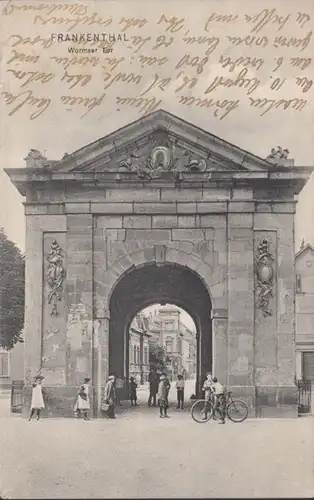 AK Frankenthal Wormser Tor, gelaufen 1908