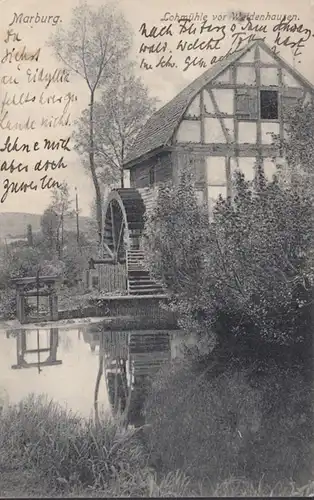 AK Marburg Lohmühle vor Weidenhausen, gelaufen 1909