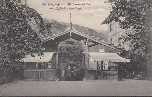 AK Der Eingang zur Barbarossahöhle am Kyffhäusergebirge, gelaufen 1908