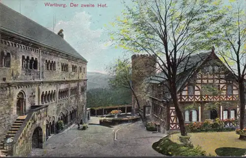 AK Wartburg Der zweite Hof, gelaufen 1912
