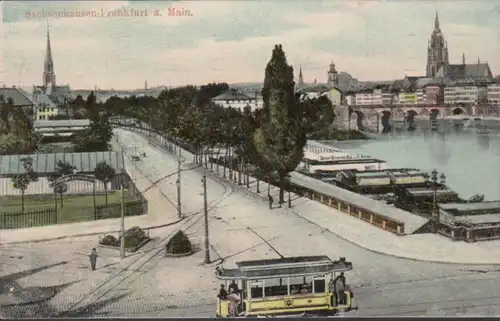 AK Frankfurt Sachsenhausen Stadtansicht Straßenbahn, gelaufen 1911