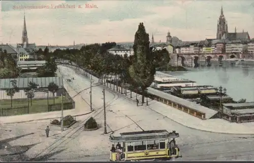 AK Frankfurt Sachsenhausen Vue de la ville tramway, couru 1911