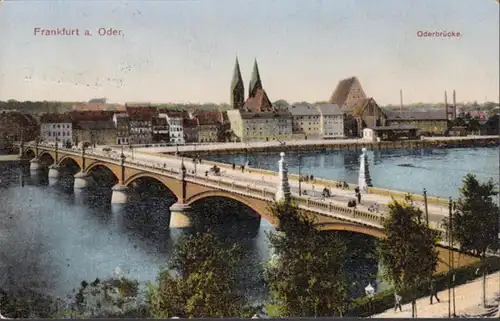 AK Frankfurt an der Oder, Oderbrücke, Feldpost, gelaufen 1916