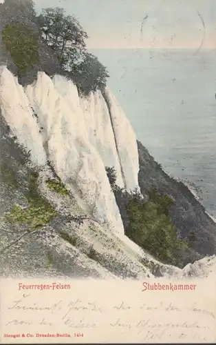 AK Stubbenkammer Feuerregen Felsen, gelaufen 1903