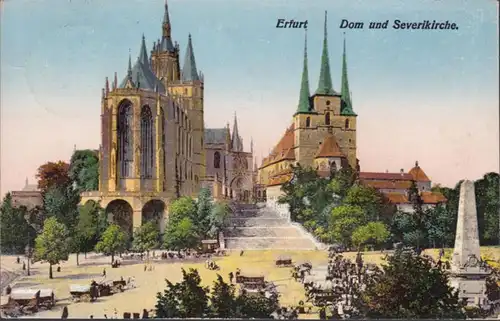AK Erfurt Dom und Severikirche, gelaufen 1928
