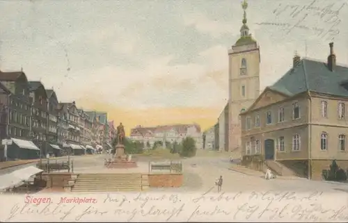 AK Siegen Marktplatz, gelaufen 1903