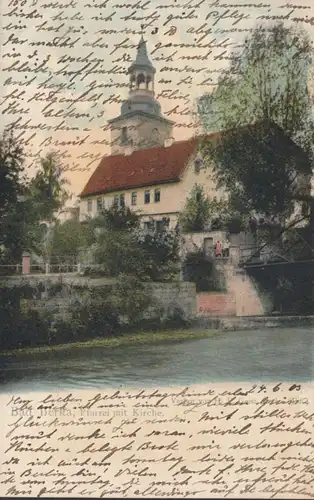 AK Bad Berka Pfarrei mit Kirche, gelaufen 1903