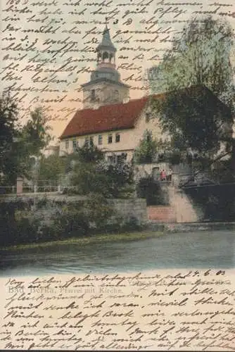 AK Bad Berka, Pfarrei mit Kirche, gelaufen 1903