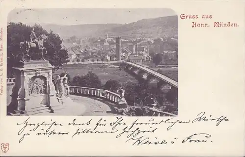 AK Gruss aus Hann. Münden Stadtansicht, gelaufen 1899