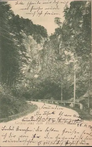 AK Gruss aus dem Höllental Hirschsprung, gelaufen 1901