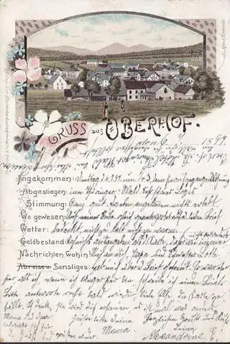 AK Gruss aus Oberhof Litho, gelaufen 1897