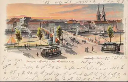 AK Frankfurt a.d. Oder Panorama Abendstimmung, gelaufen 1900