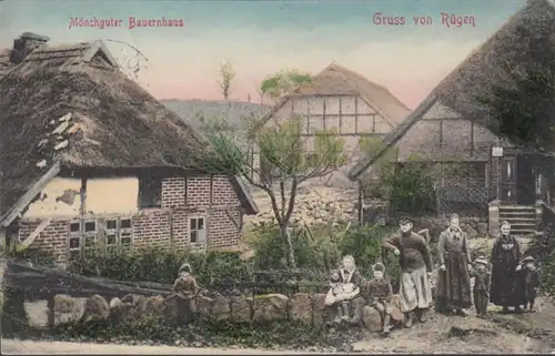 AK Gruss von Rügen Mönchguter Bauernhaus, gelaufen 1908
