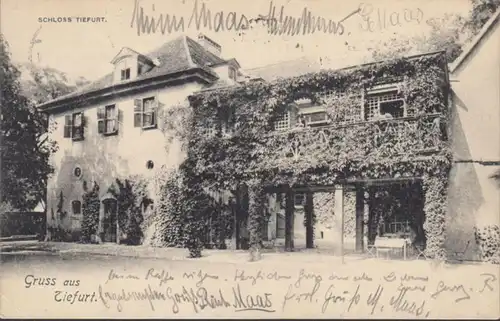AK Gruss aus Tiefurt Schloss Tiefurt, gelaufen 1906