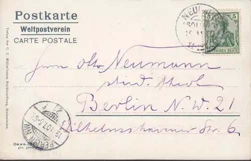 AK Neuhaus im Solling Stadtpartie, gelaufen 1907