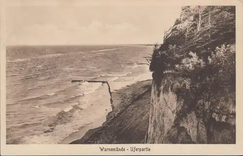 AK Warnemünde Uferpartie, gelaufen 1919