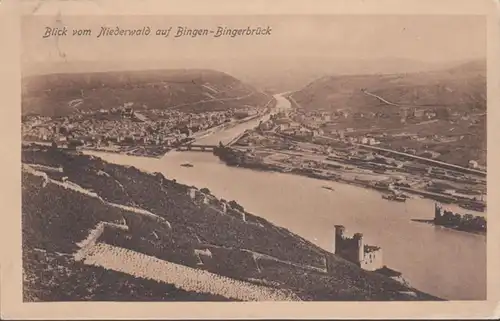 AK Blick vom Niederwald auf Bingen Bingerbrück Feldpost, gelaufen 1916