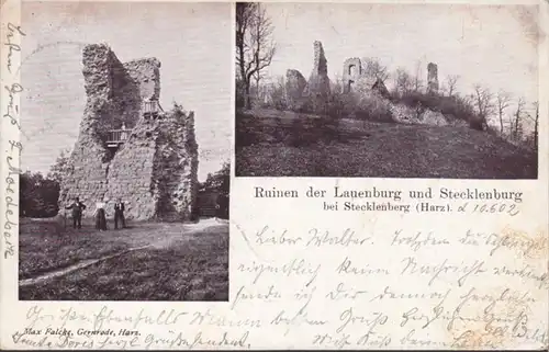 AK Ruinen der Lauenburg und Stecklenburg bei Stecklenburg, gelaufen 1902