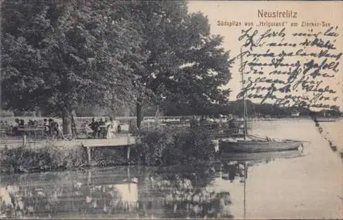 AK Neustrelitz Südspitze von Helgoland am Zierker See, gelaufen 1924