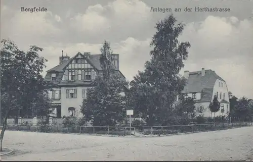 AK Bergfelde Anlagen an der Herthastraße, gelaufen 1921