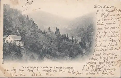 AK Ballon d'Alsace Les Chalets et Vallée d'Alsace, gelaufen 1903